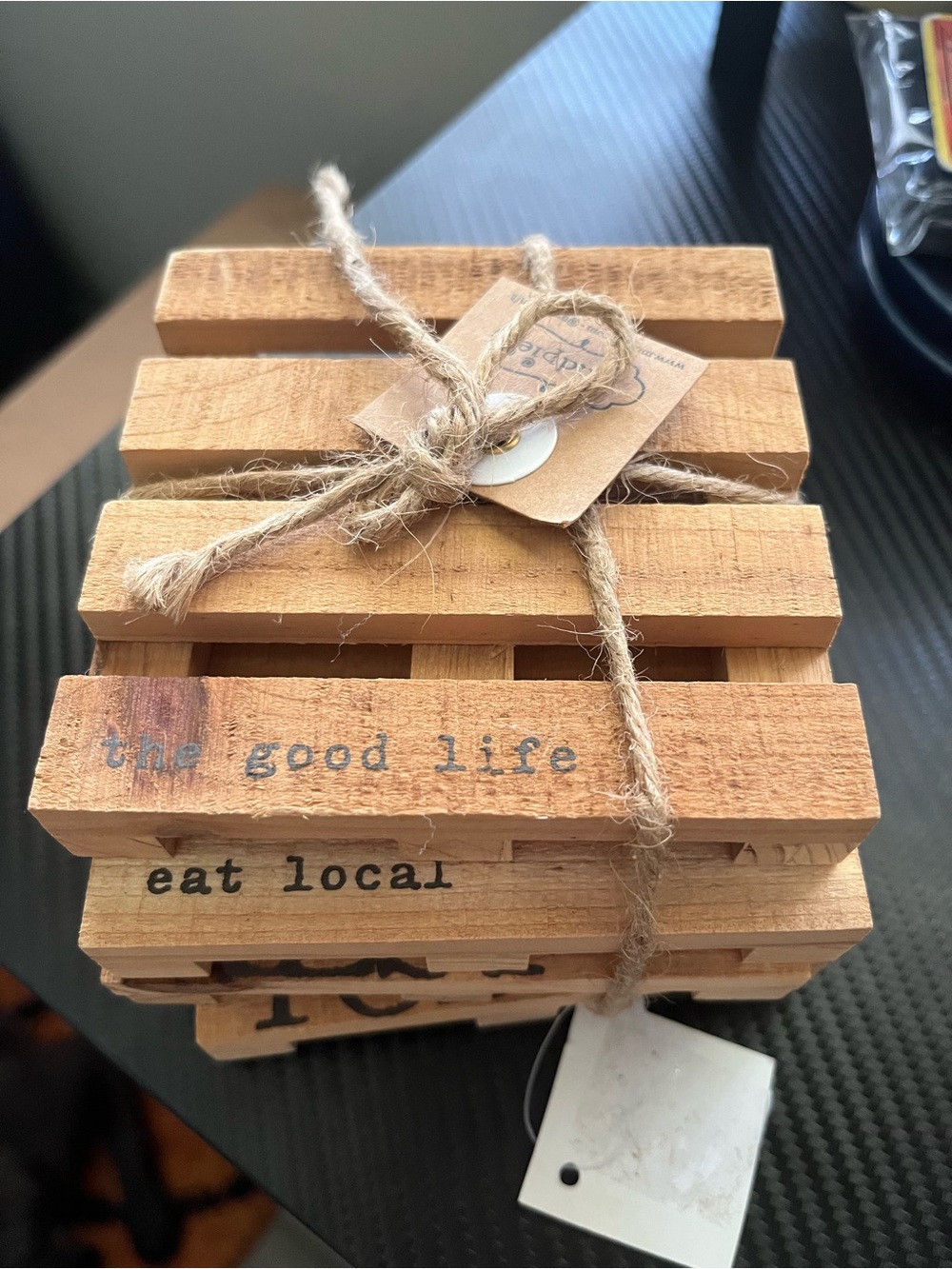 Mud Pie Natural Brown Wood Pallet Coaster Set of Four
